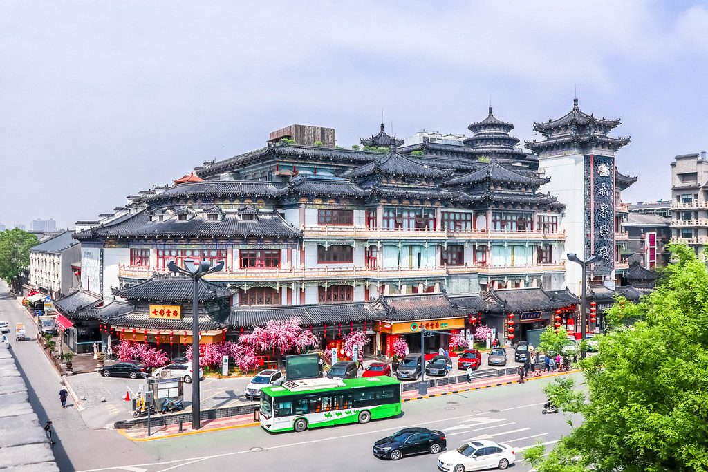 Uitzicht vanaf stadsmuur in Xian