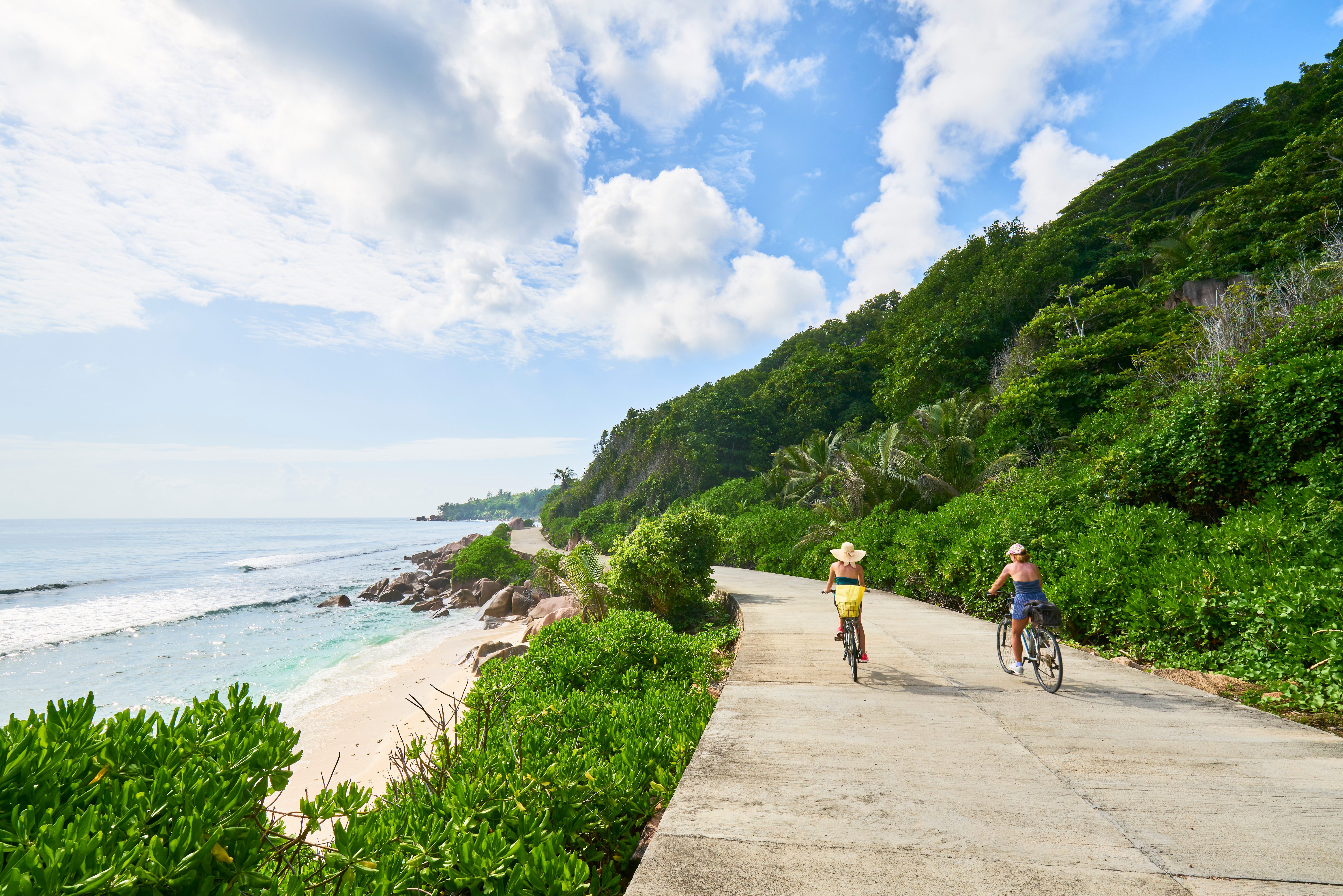 Fietsen op La Digue in de Seychellen