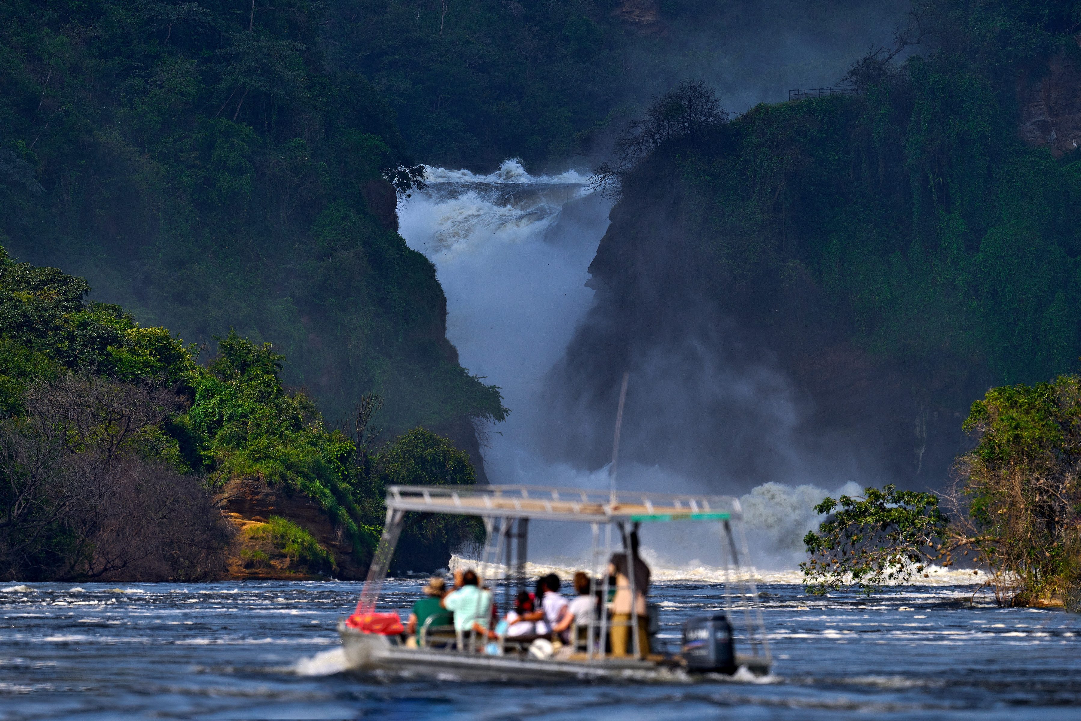 Boottocht op de Nijl bij Murchison Falls, Uganda