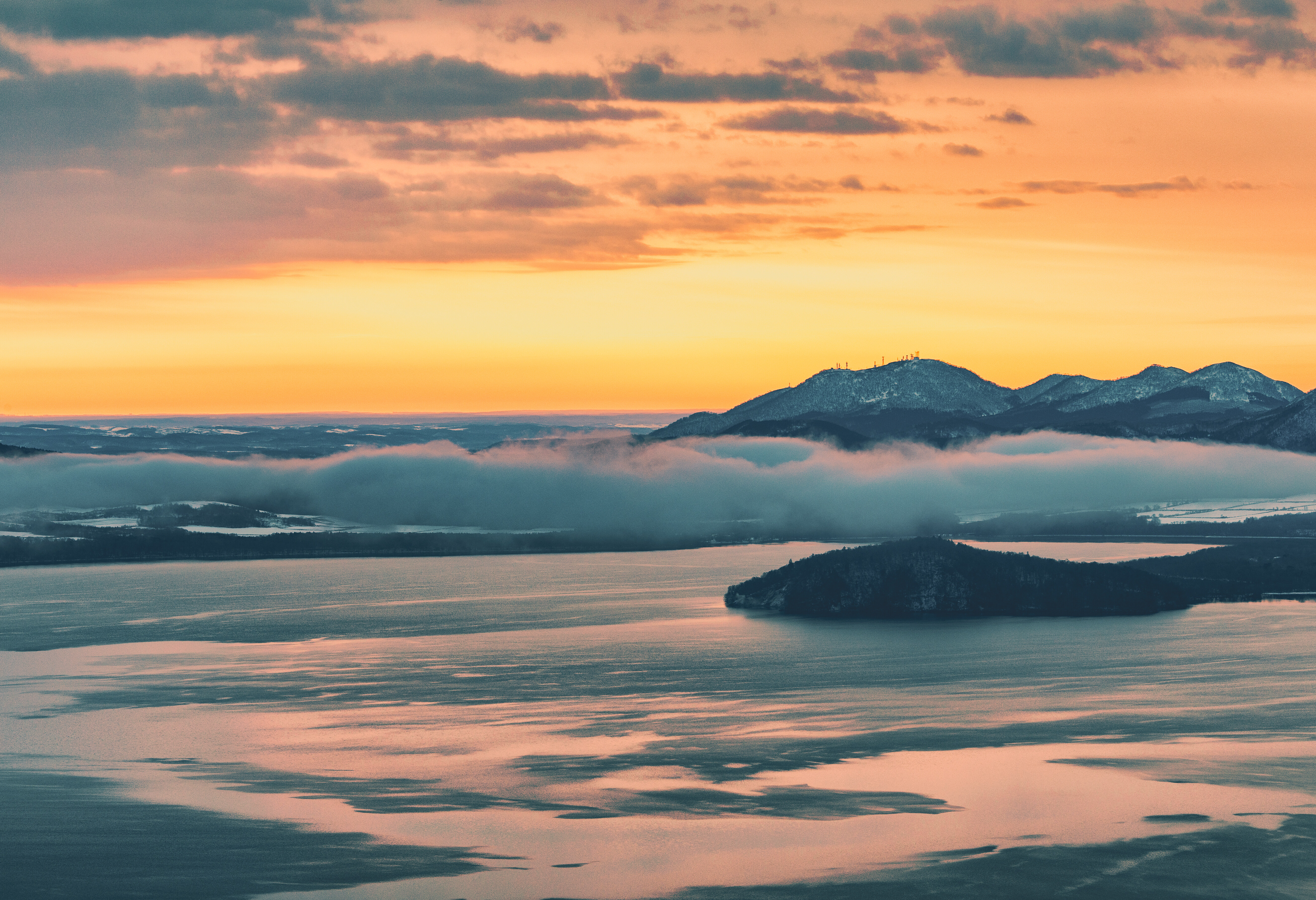Japan Hokkaido Lake Kussharo zonsondergang