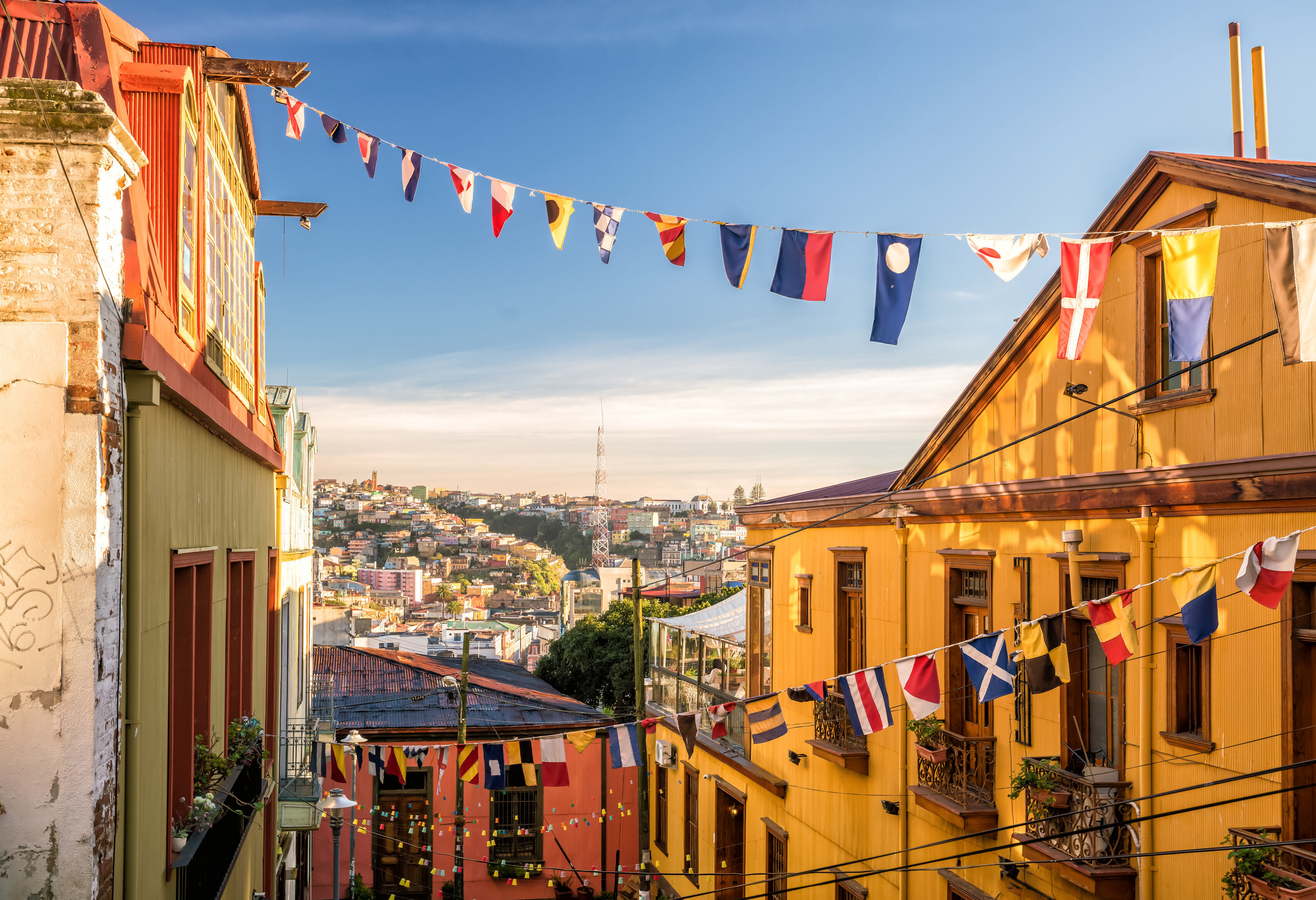 havenstad Valparaiso nabij de stille oceaan