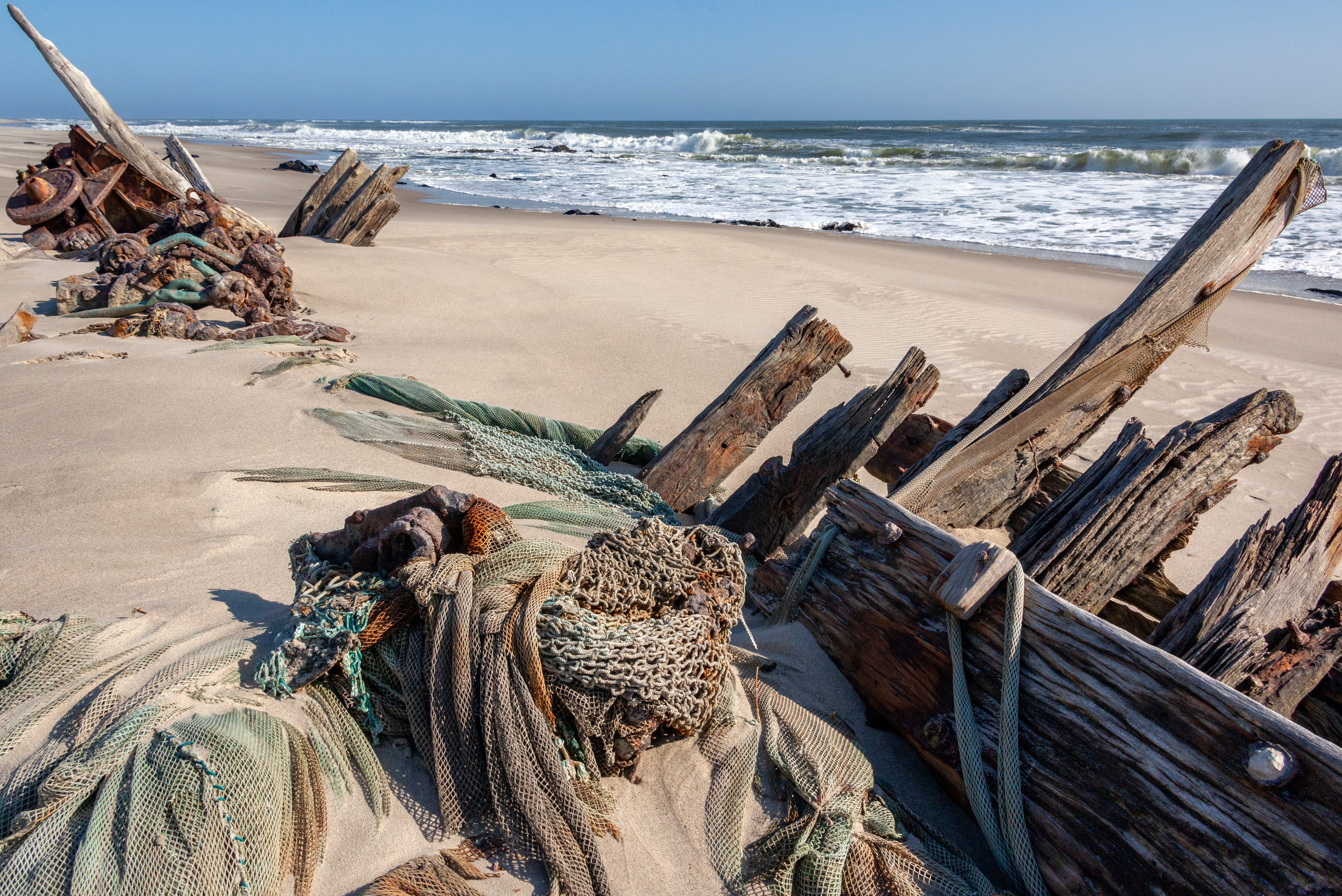 Scheepswrakken bij Skeleton Coast in Namibië