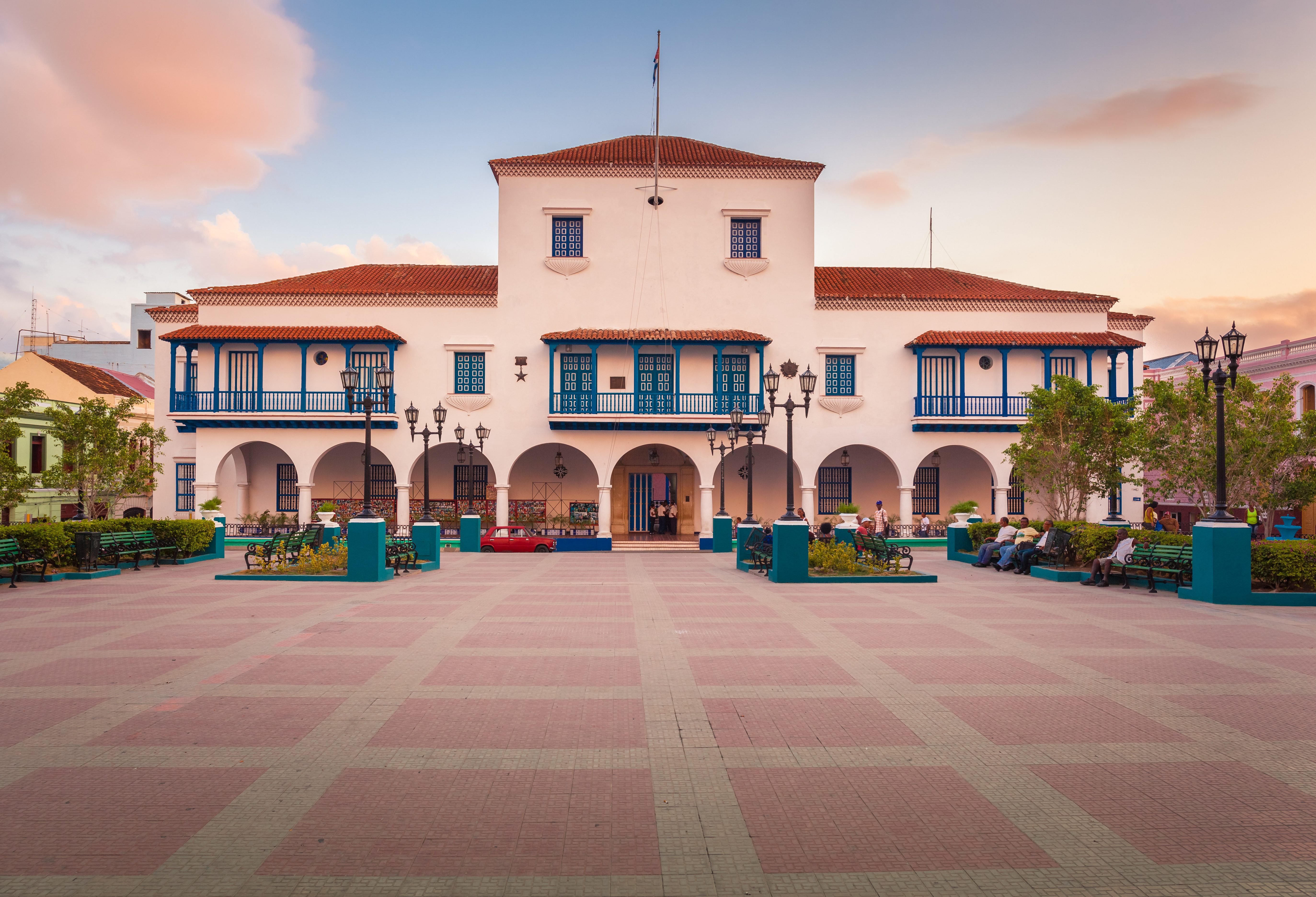 Ayuntamiento stadhuis op Parque Cespedes in Santiago de Cuba in Cuba