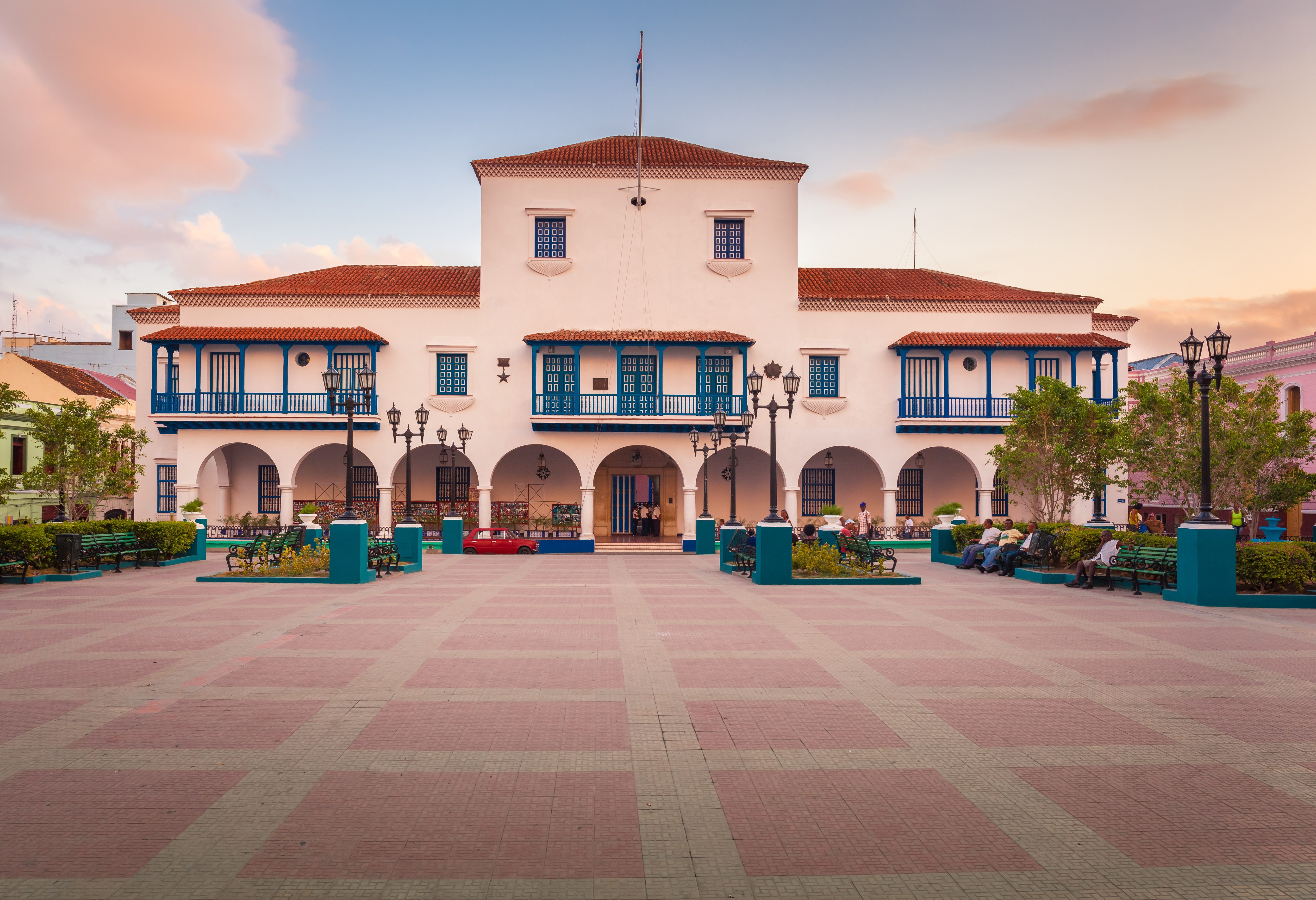 Ayuntamiento stadhuis op Parque Cespedes in Santiago de Cuba in Cuba