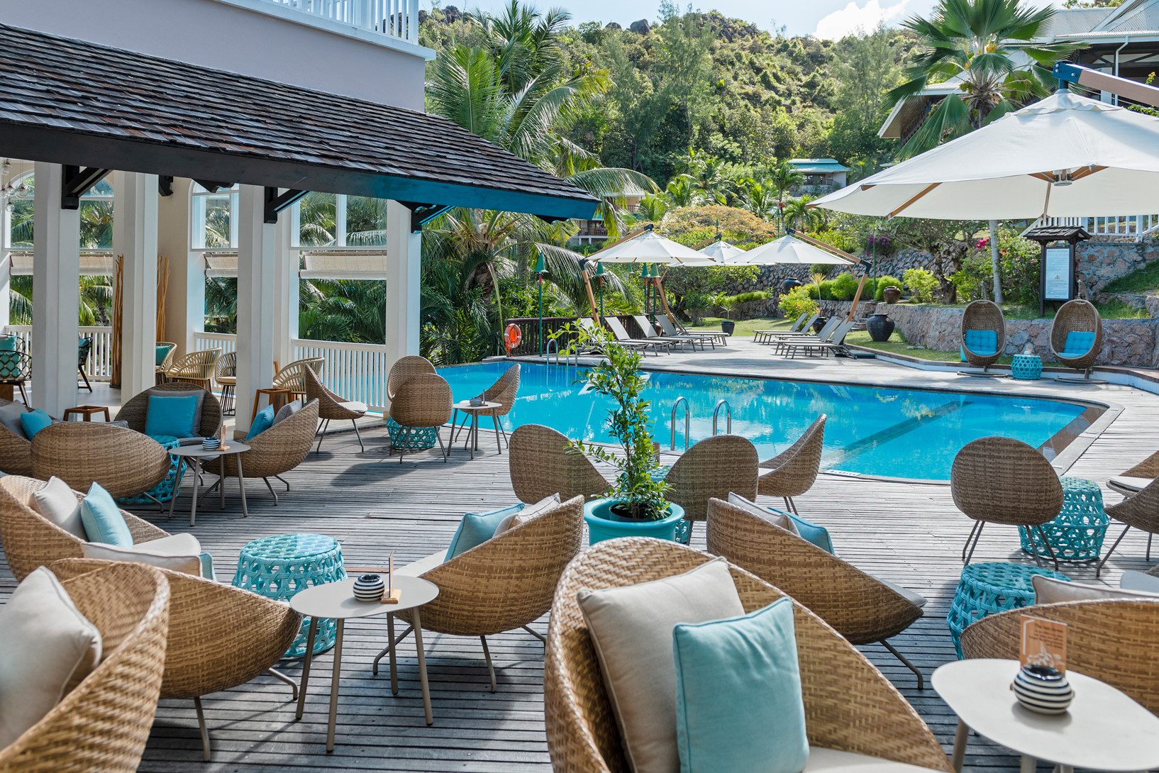 Zwembad van Hotel L'Archipel op Praslin in de Seychellen