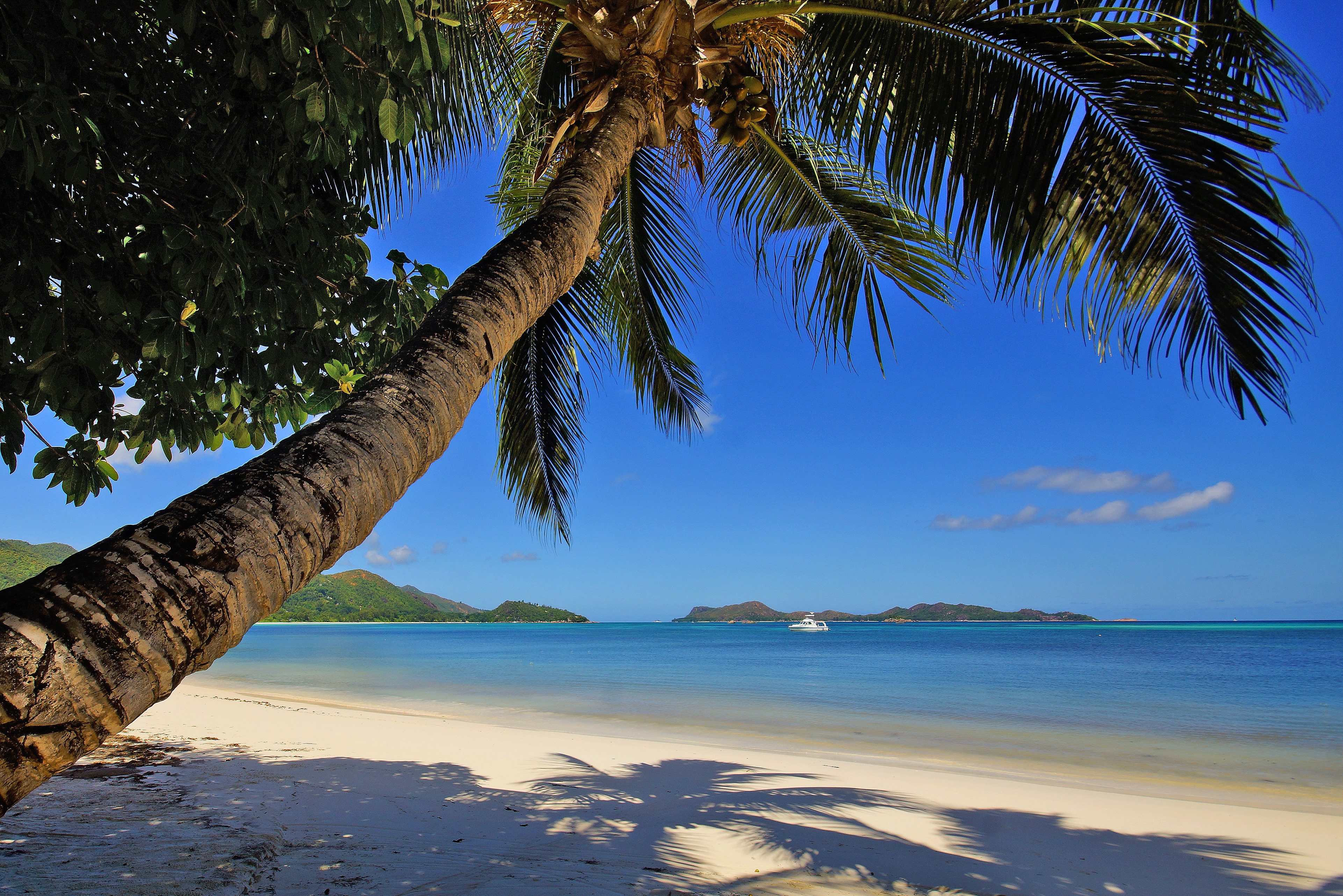 Strand van het Hotel L'Archipel op Praslin in de Seychellen