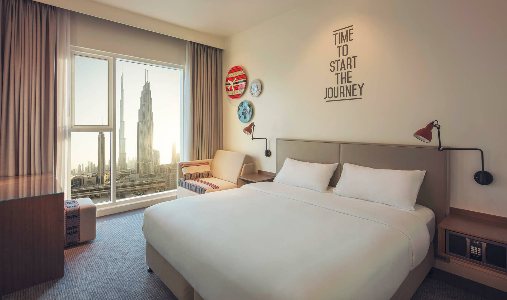 Dubai Emirates Rove Downtown Hotel Rover Kamer Burj View