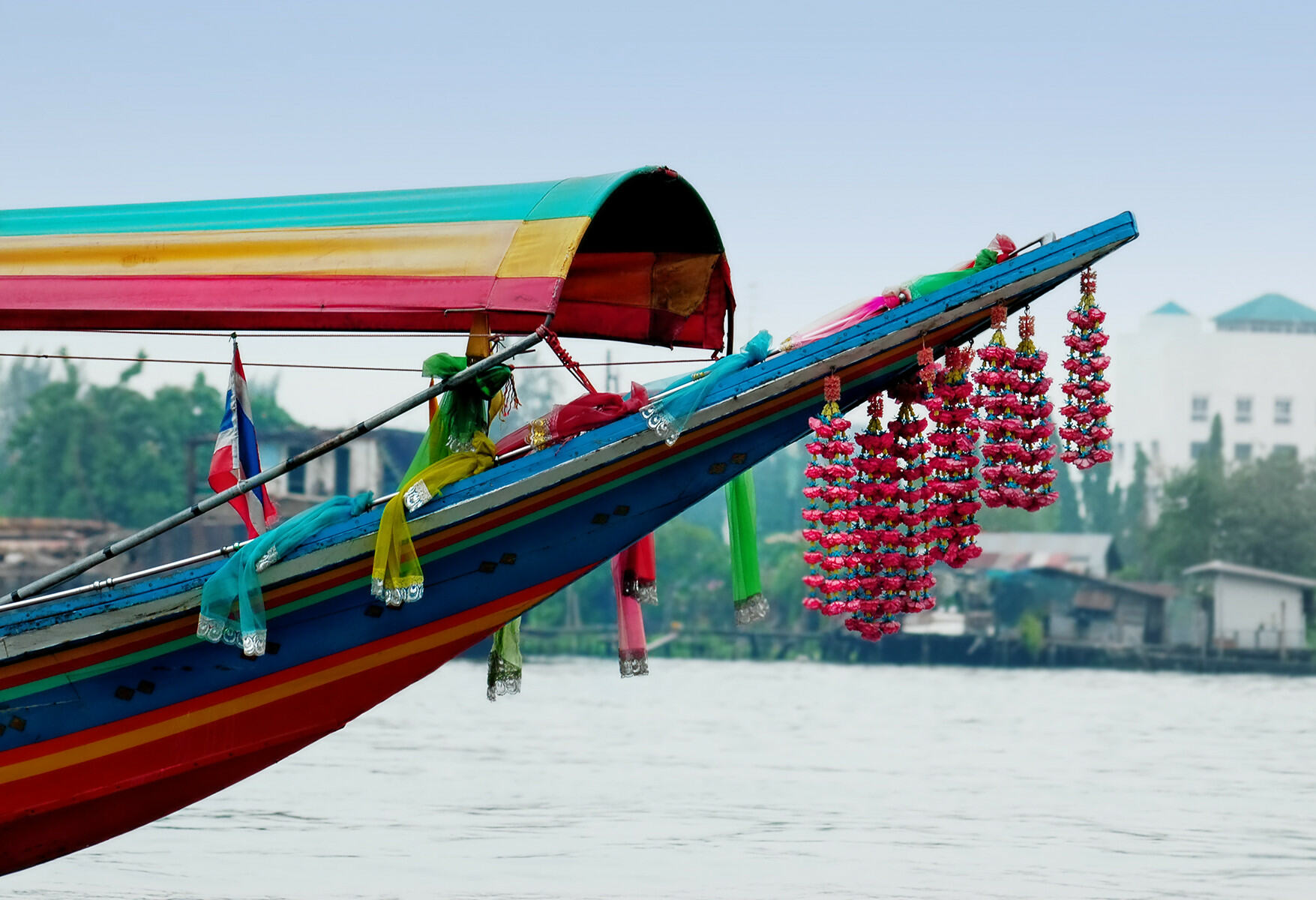 Lolngtailboot Chao Phraya rivier Bangkok