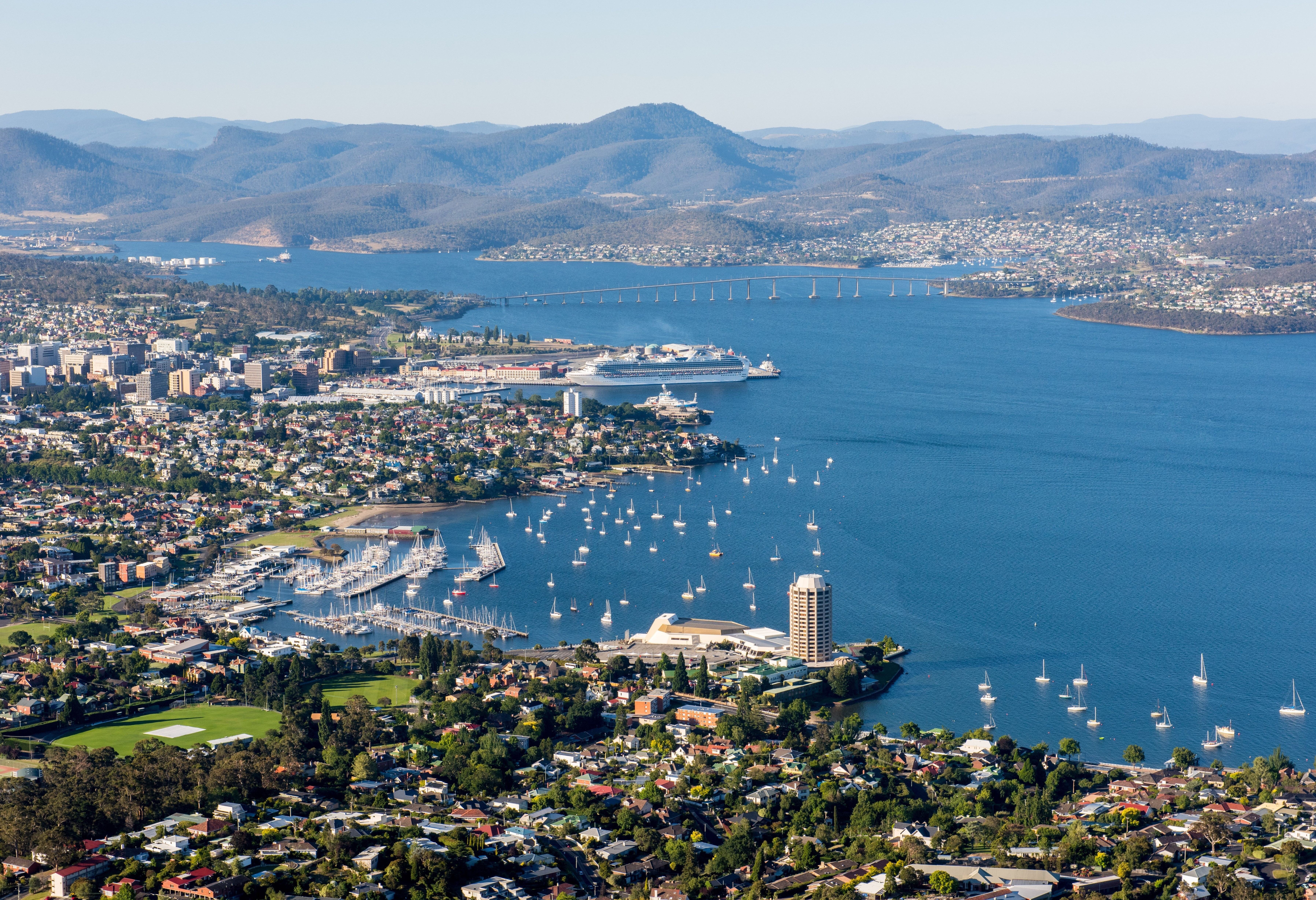 Uitzicht op Hobart in Tasmania in Australie