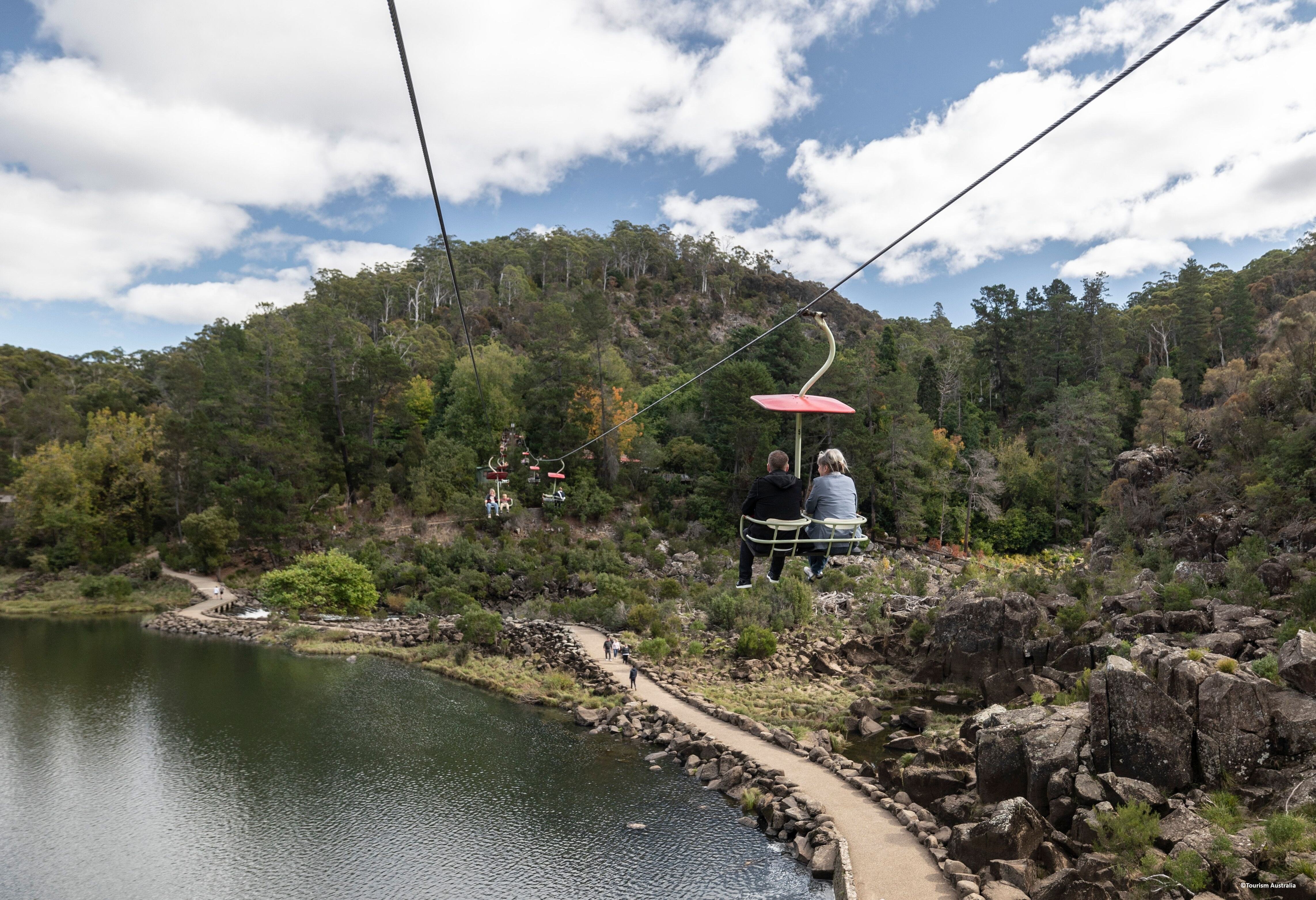 Stoeltjeslift in Cataract Gorge Reserve bij Launceston in Tasmanie in Australie
