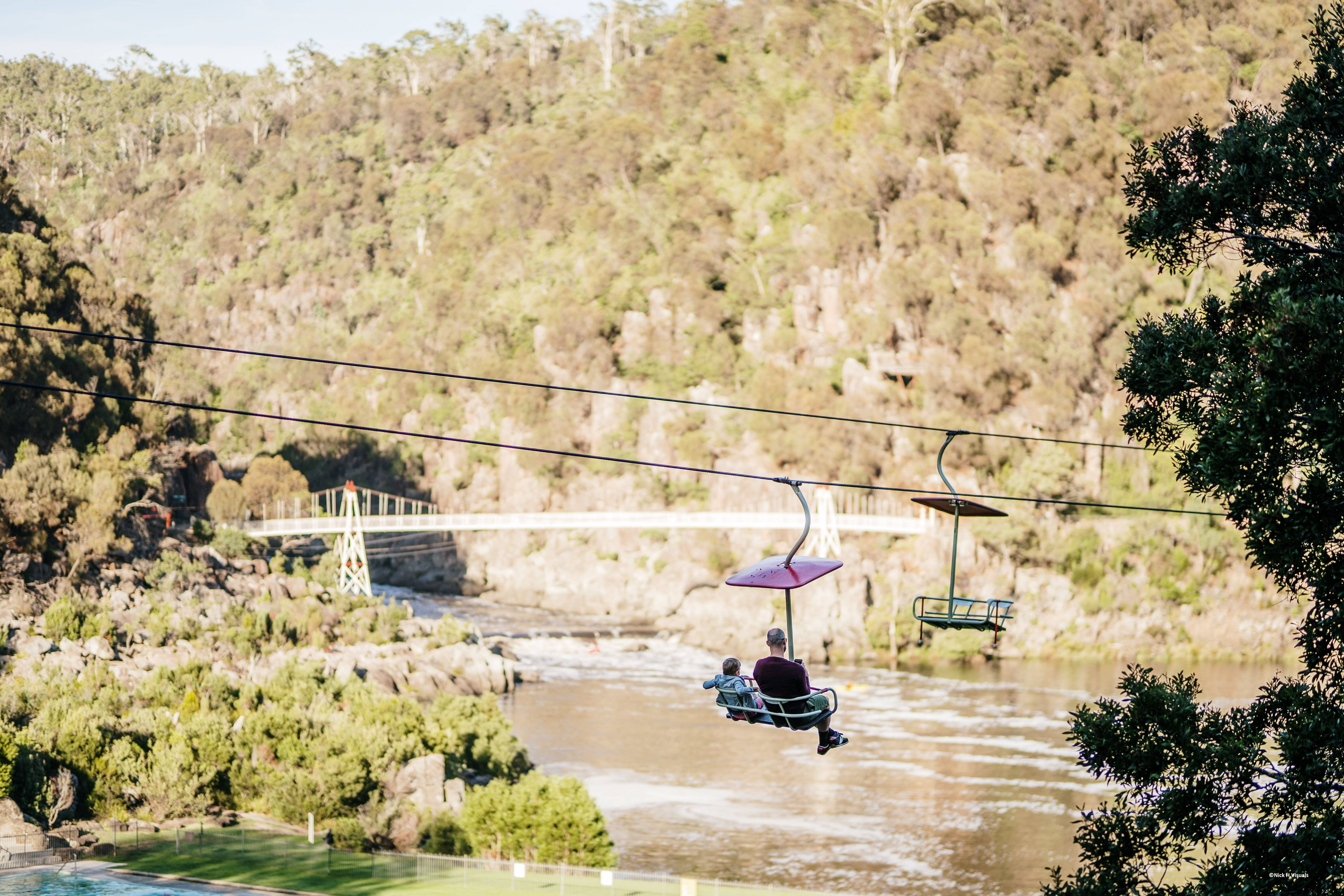 Stoeltjeslift in Cataract Gorge Reserve bij Launceston in Tasmanie in Australie
