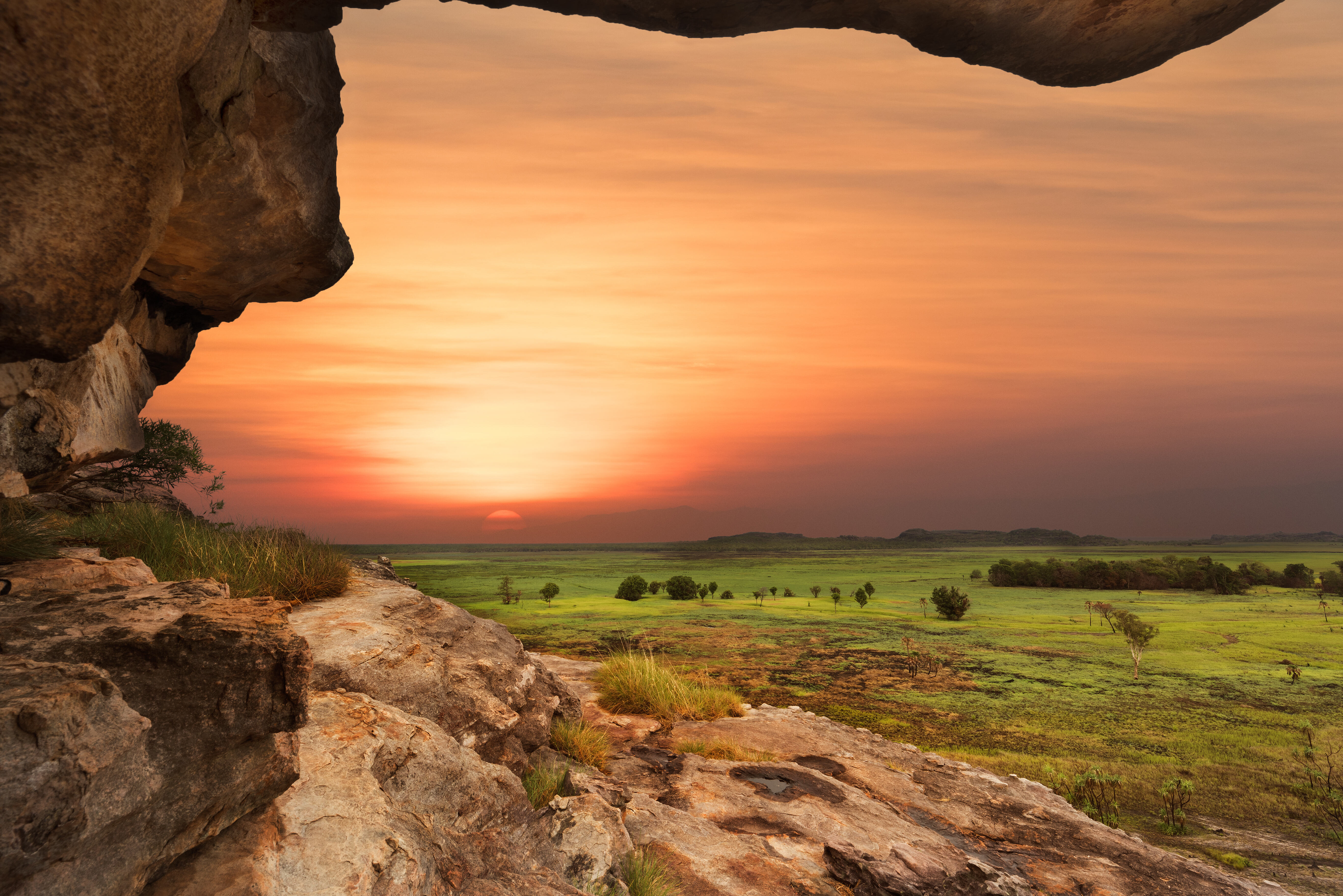 Zonsondergang in het Kakadu National Park in Australie