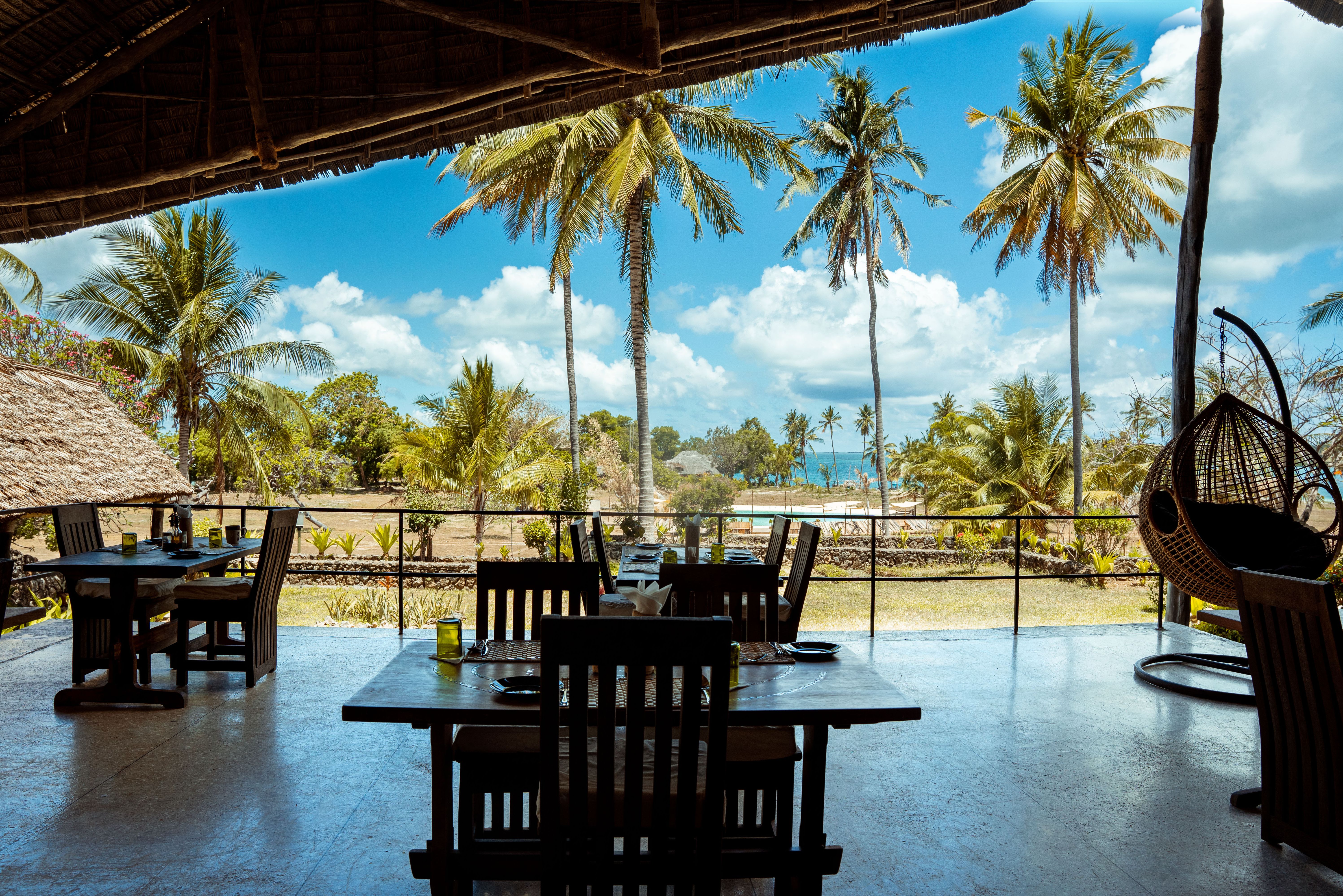 Uitzicht vanuit het restaurant in Basecamp Mafia Island in Tanzania